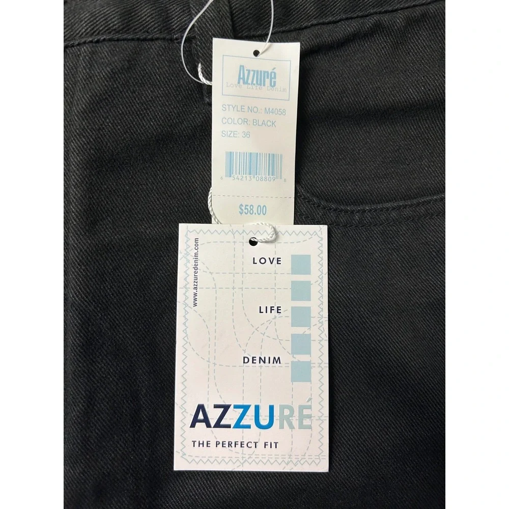 Vintage Y2K AZZURE Mens Jeans‎ 36x34 Black Straight Leg Baggy NEW NWOT